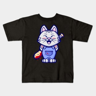 Psycho Cat: Unleashing Crazed Cuteness with a Vengeful Meow Kids T-Shirt